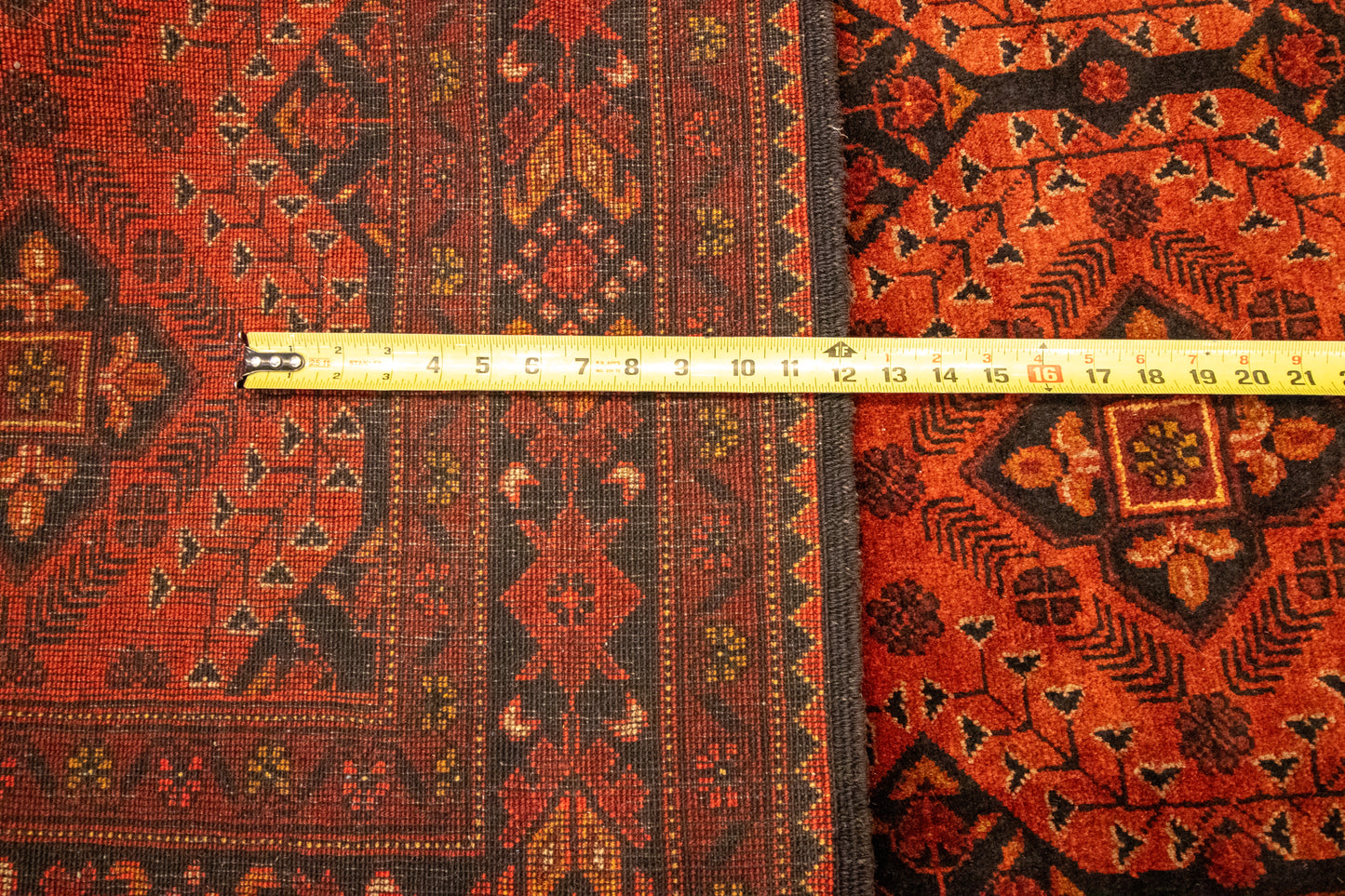 W 4.2 L 6.4 Kha Mohamadi 100% Wool Hand-Woven Geometric Design - 26261