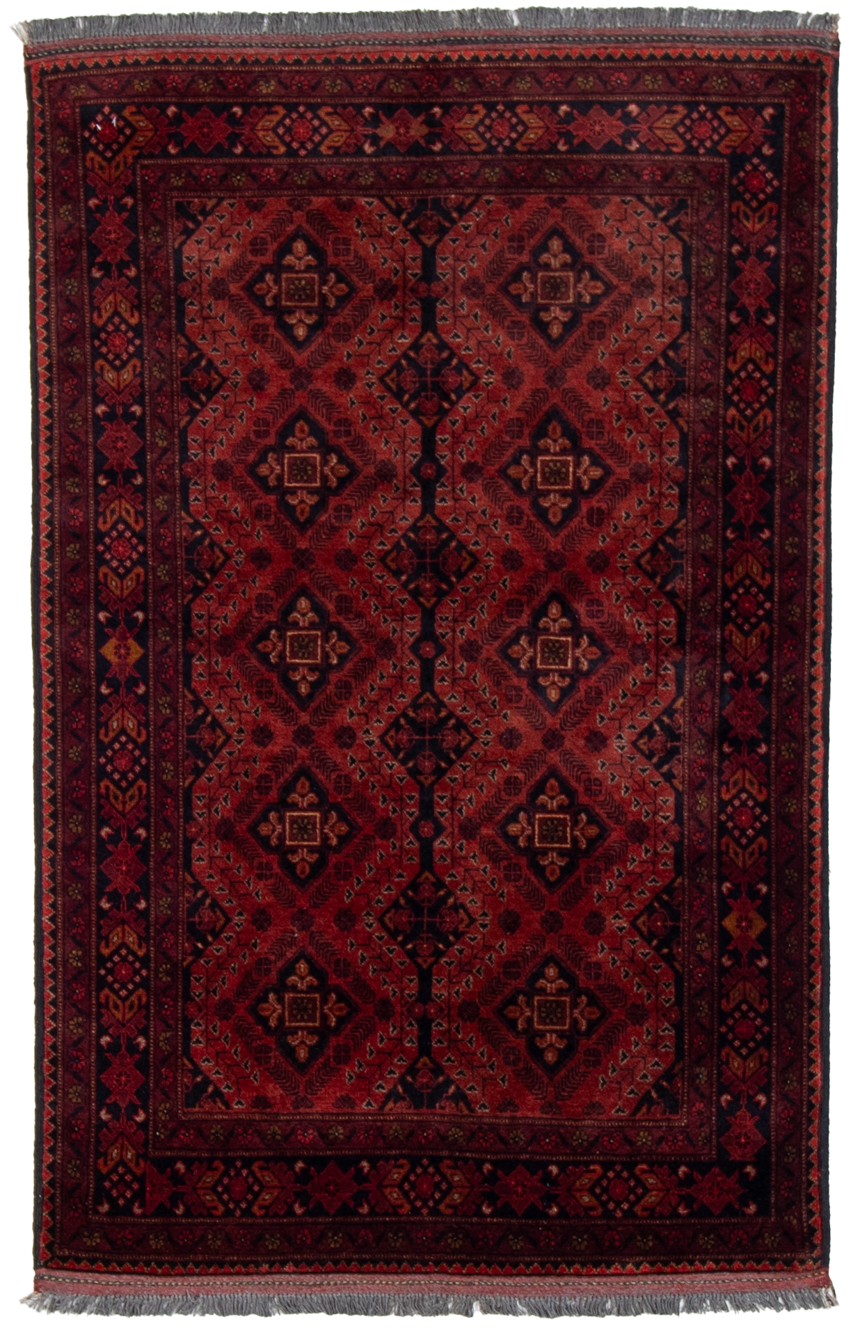 W 4.2 L 6.4 Kha Mohamadi 100% Wool Hand-Woven Geometric Design - 26261