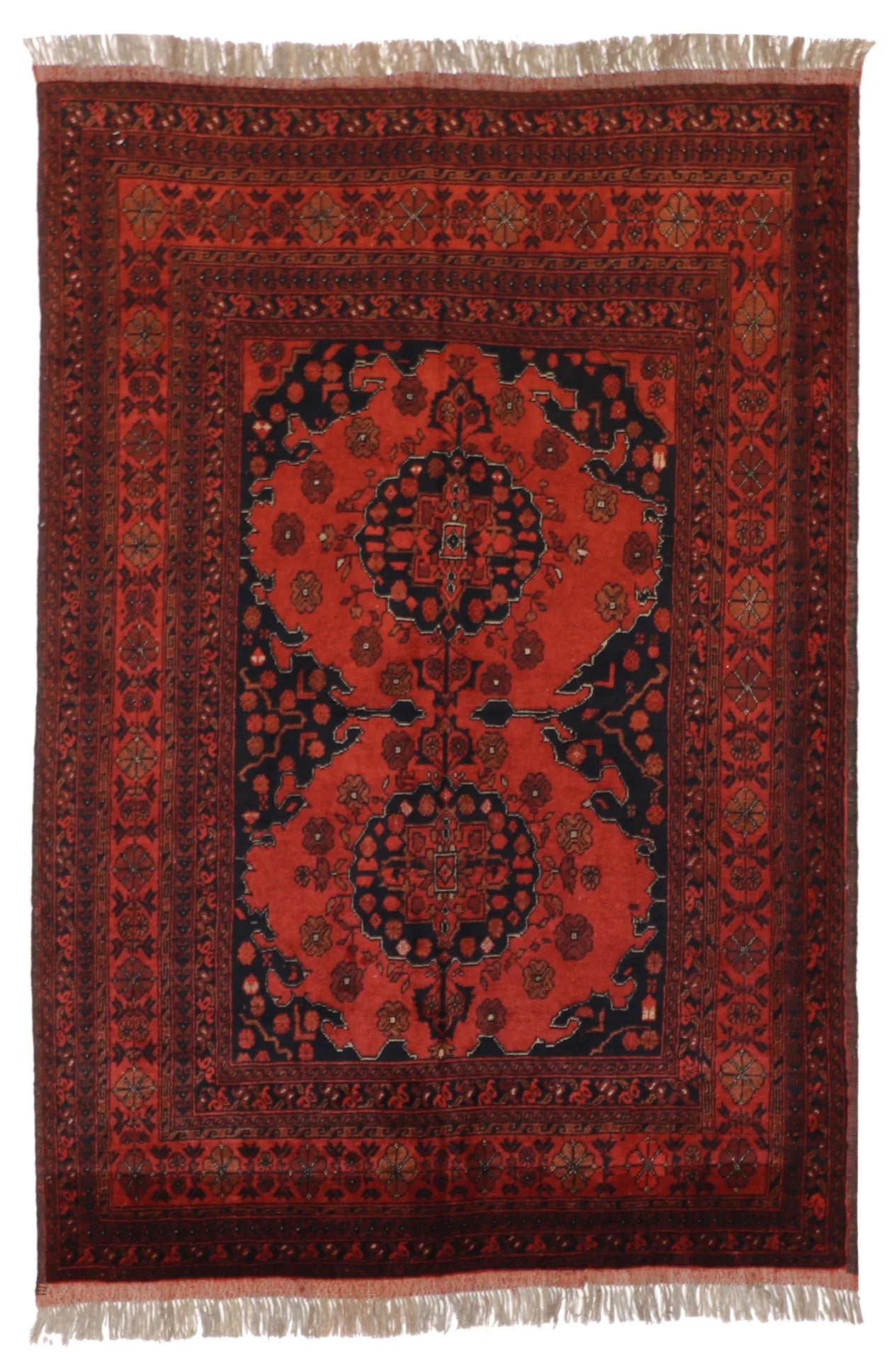 4.5 x 6.4 - Khan Mohamadie Wool Traditional Rectangle - Finest Hand-Knotted Quality Wool — 26282