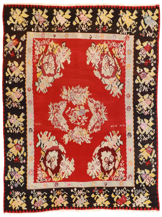 9 x 11.7 - Besarabian Wool All Over Rectangle - Finest Hand-Knotted Quality Wool — 26358