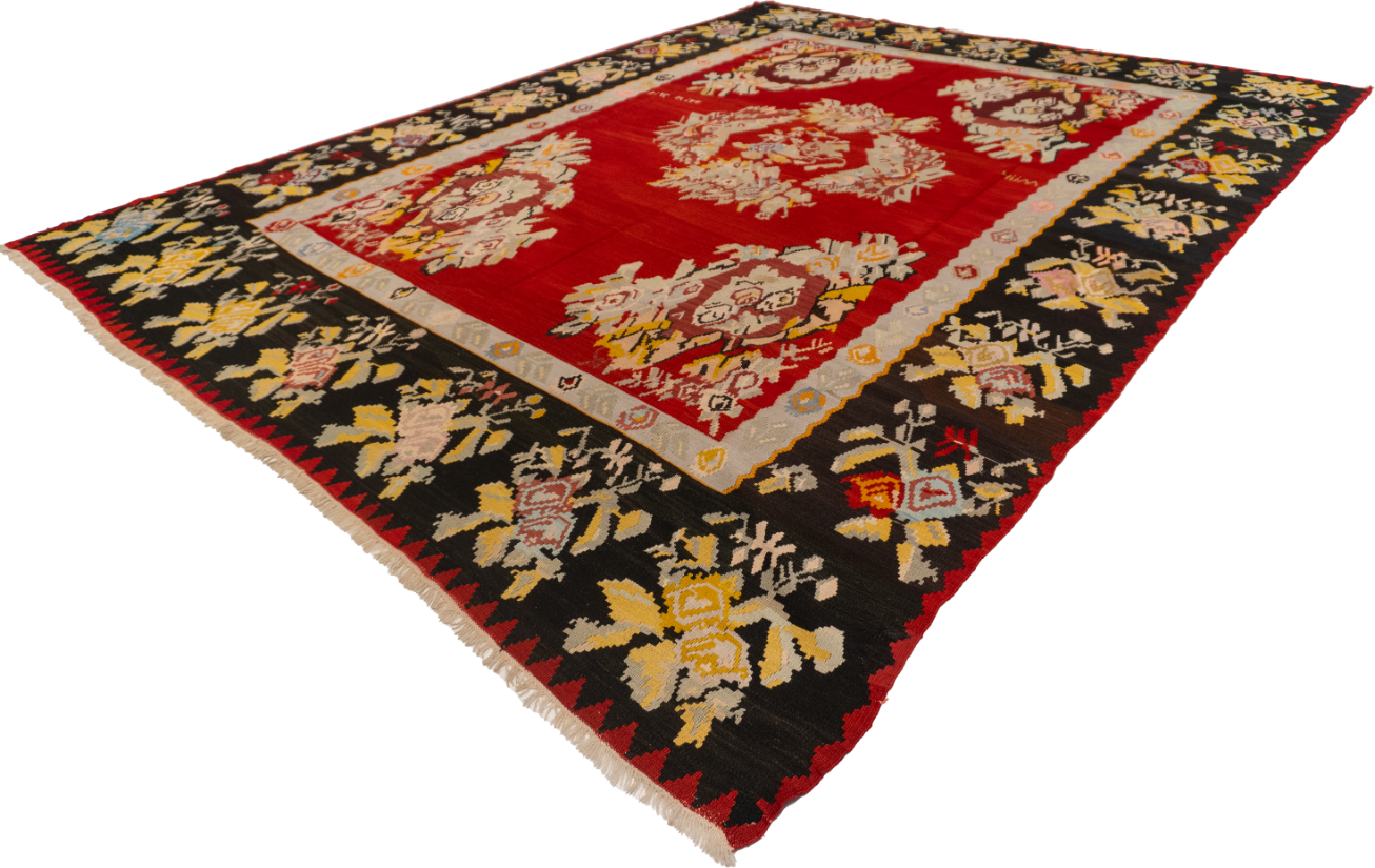 W 9 L 11.7 Bessarabian 100% Wool Hand-Woven All-Over Design - 26358