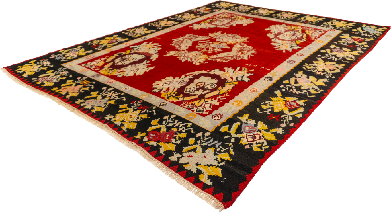 W 9 L 11.7 Bessarabian 100% Wool Hand-Woven All-Over Design - 26358