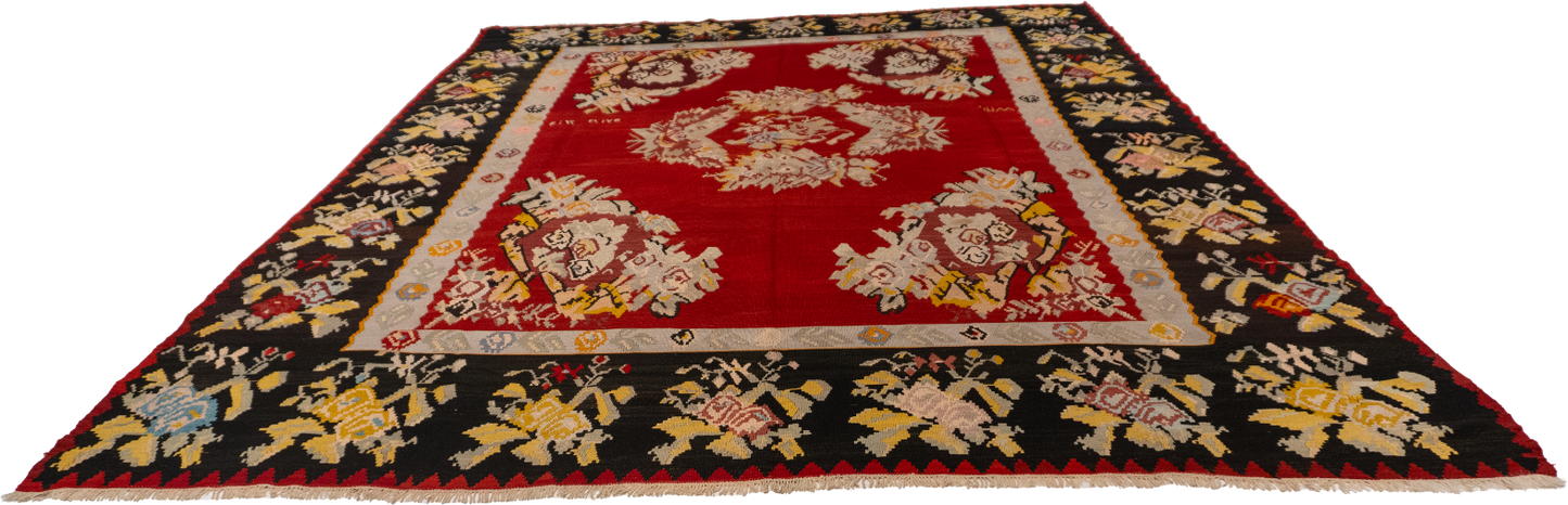 W 9 L 11.7 Bessarabian 100% Wool Hand-Woven All-Over Design - 26358