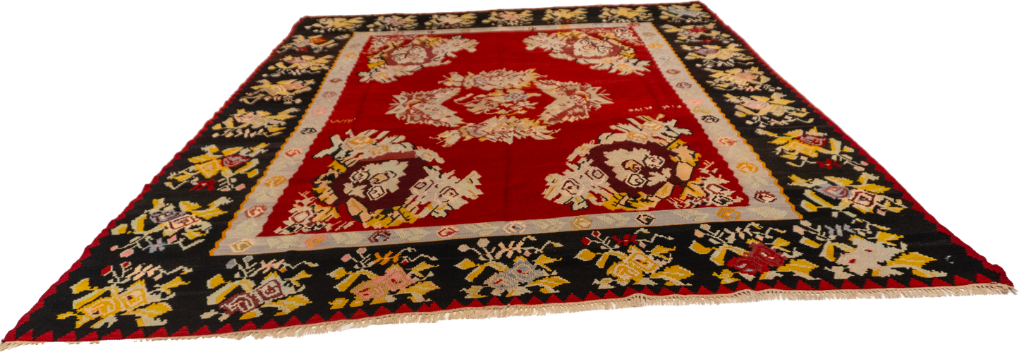 W 9 L 11.7 Bessarabian 100% Wool Hand-Woven All-Over Design - 26358