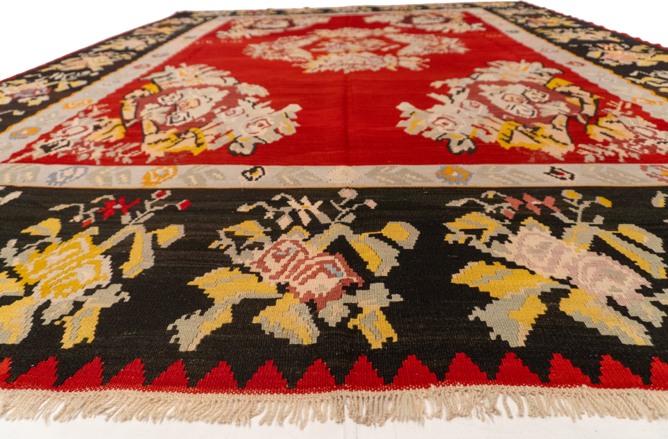 W 9 L 11.7 Bessarabian 100% Wool Hand-Woven All-Over Design - 26358