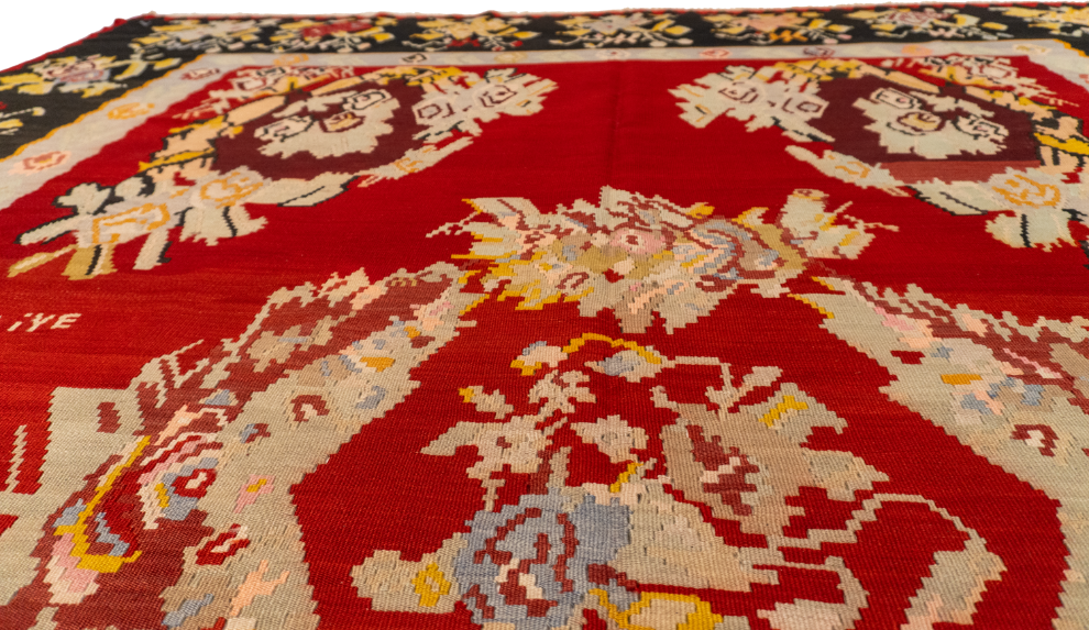 W 9 L 11.7 Bessarabian 100% Wool Hand-Woven All-Over Design - 26358