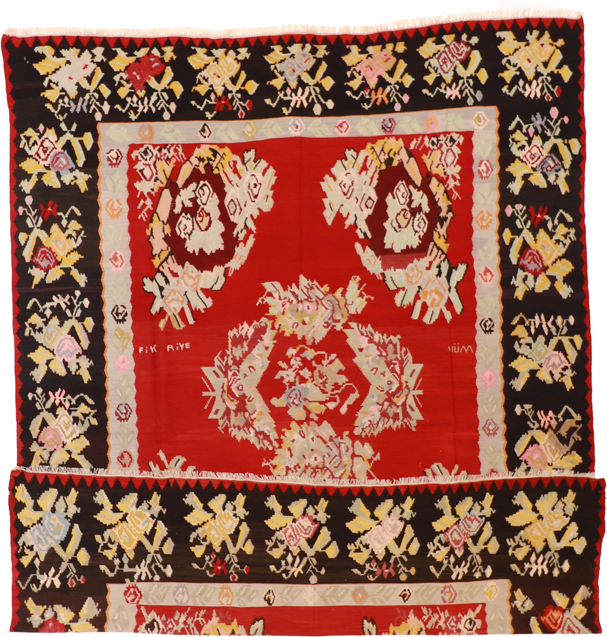 W 9 L 11.7 Bessarabian 100% Wool Hand-Woven All-Over Design - 26358