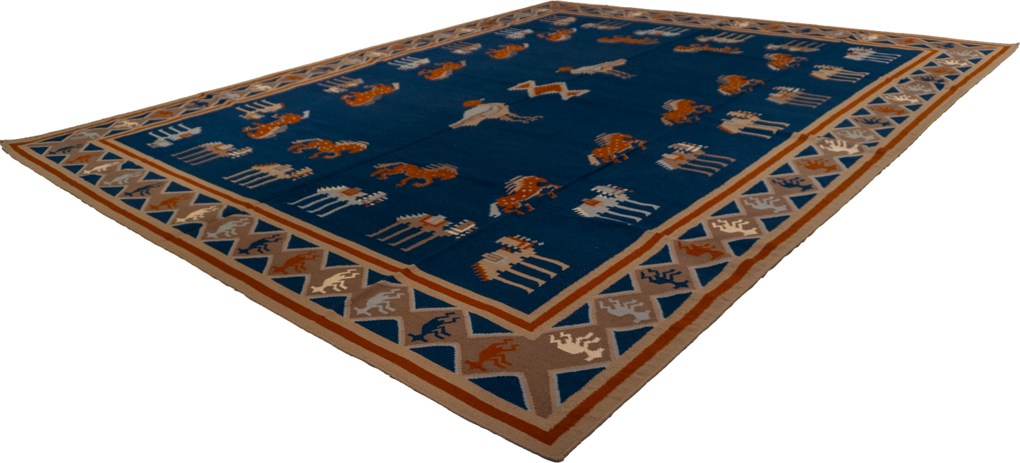 W 12 - L 14.11 - Kilim Wool All Over Rectangle - Finest Hand-Made Quality Wool - 26388