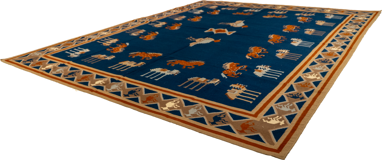 W 12 - L 14.11 - Kilim Wool All Over Rectangle - Finest Hand-Made Quality Wool - 26388