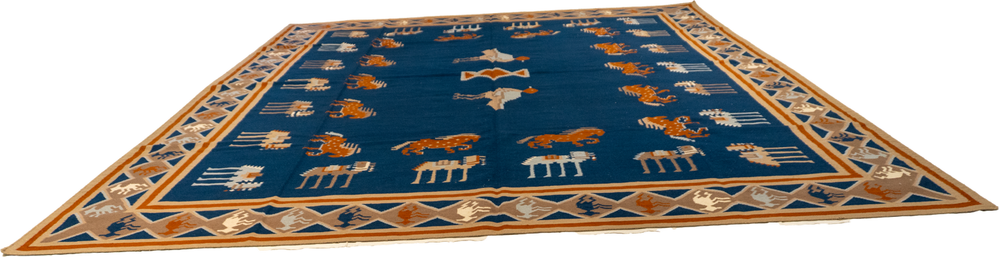 W 12 - L 14.11 - Kilim Wool All Over Rectangle - Finest Hand-Made Quality Wool - 26388