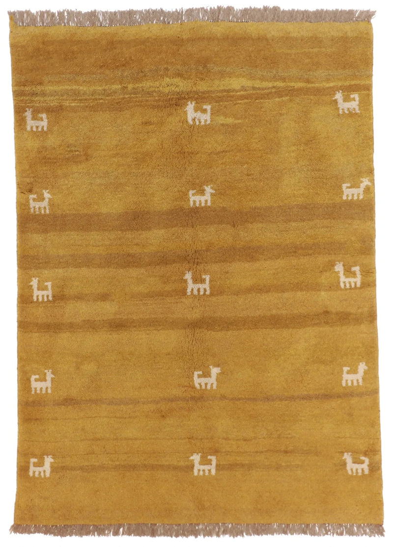 W 5.5 - L 7.8 - Gabbeh Wool Traditional Rectangle - Finest Hand-Knotted Quality Wool - 26564