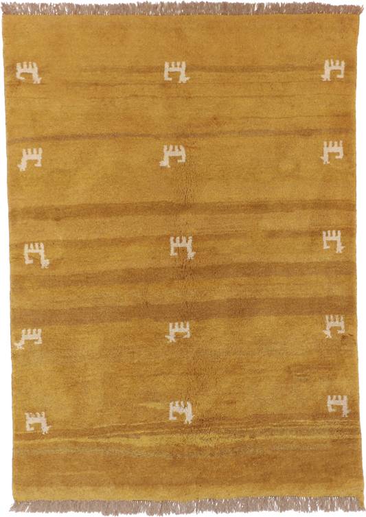 W 5.5 L 7.8 Gabbeh 100% Wool Hand-Woven All-Over Design - 26564