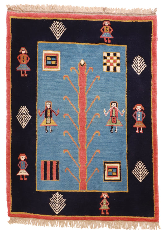 W 3.8 L 5 Gabbeh 100% Wool Hand-Woven All-Over Design - 26850