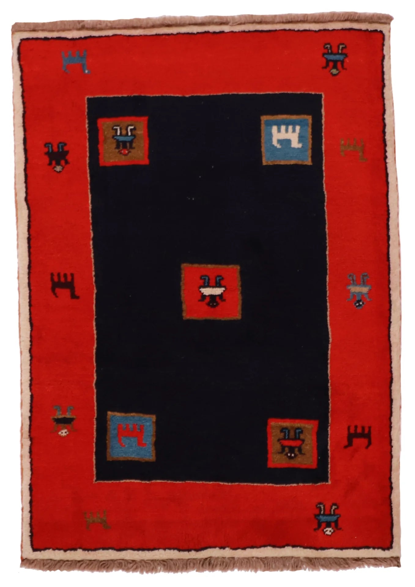 3.6 x 5 - Gabbeh Wool All Over Rectangle - Finest Hand-Knotted Quality Wool — 26853