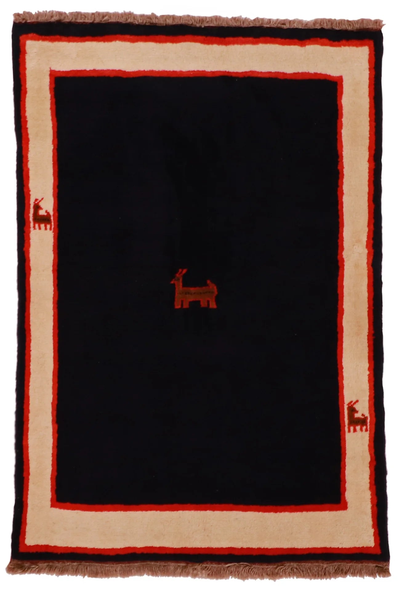 3.7 x 5.3 - Gabbeh Wool All Over Rectangle - Finest Hand-Knotted Quality Wool — 26889