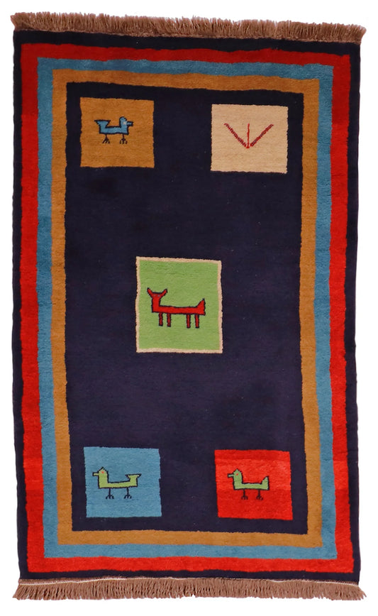3.6 x 5.5 - Gabbeh Wool All Over Rectangle - Finest Hand-Knotted Quality Wool — 26897
