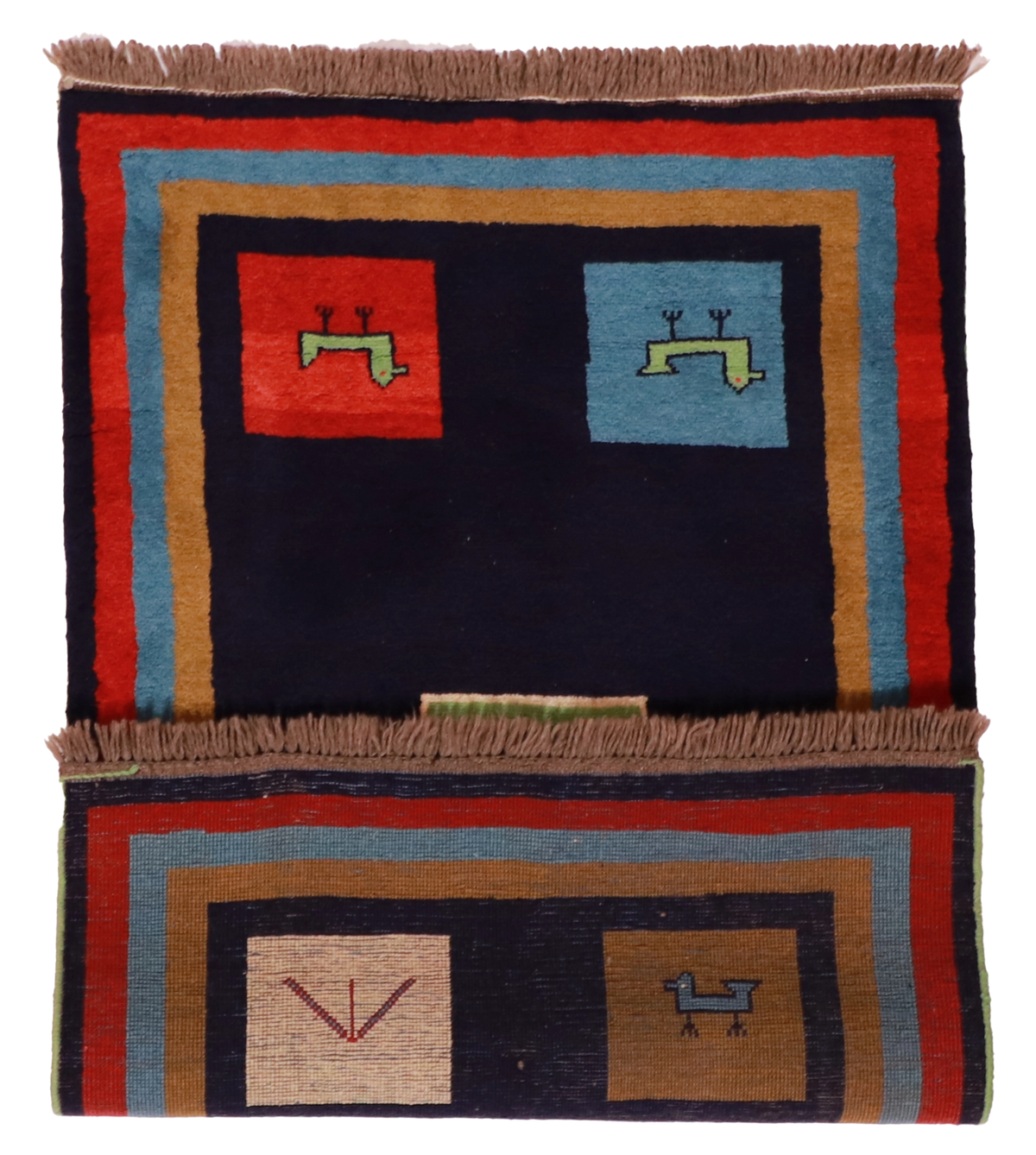 W 3.6 L 5.5 Gabbeh 100% Wool Hand-Woven All-Over Design - 26897