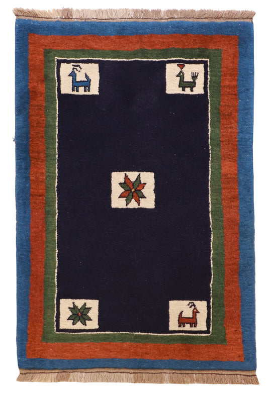 W 3.5 L 5 Gabbeh 100% Wool Hand-Woven All-Over Design - 26899