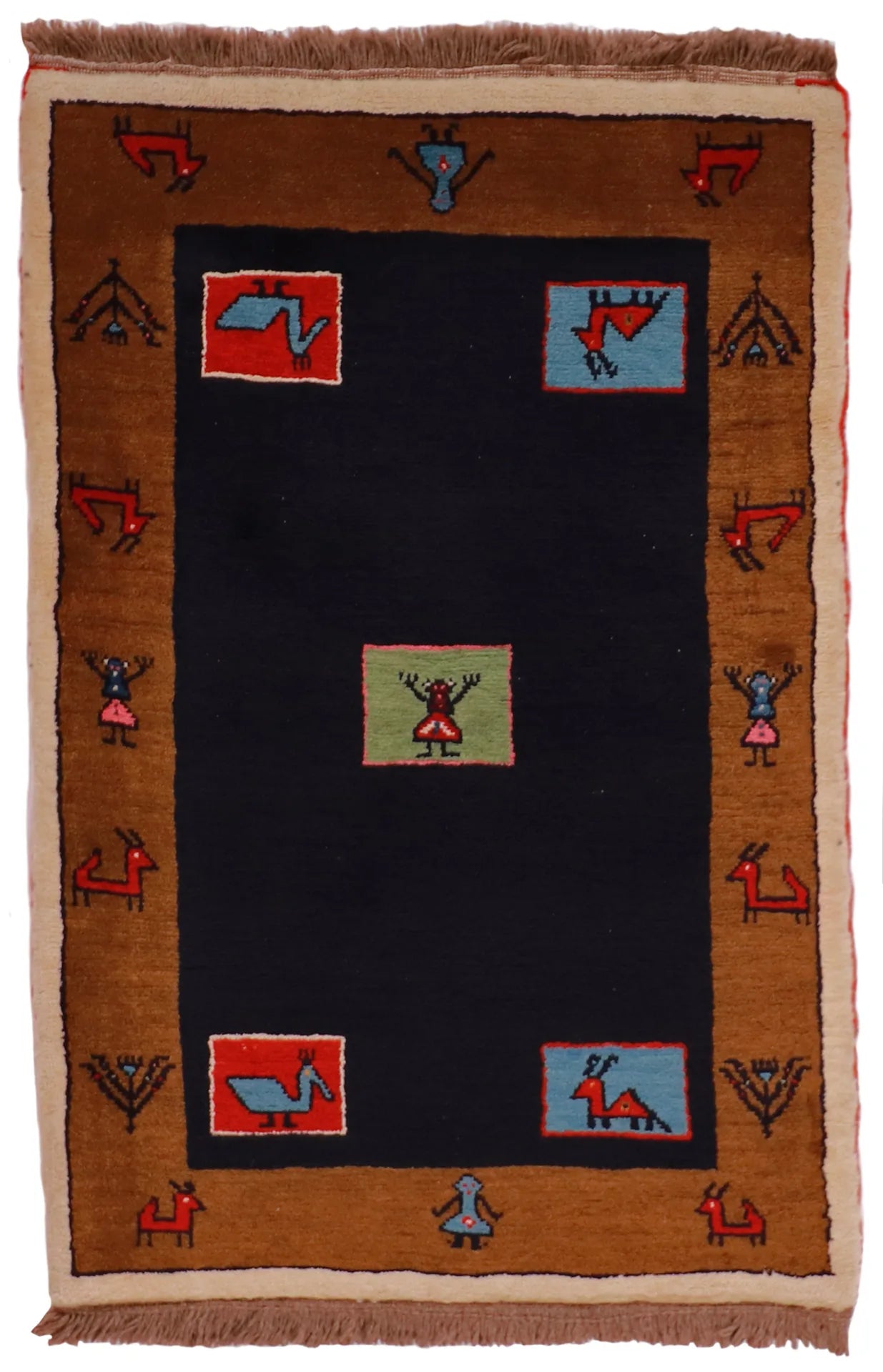 3.8 x 5.6 - Gabbeh Wool All Over Rectangle - Finest Hand-Knotted Quality Wool — 26906