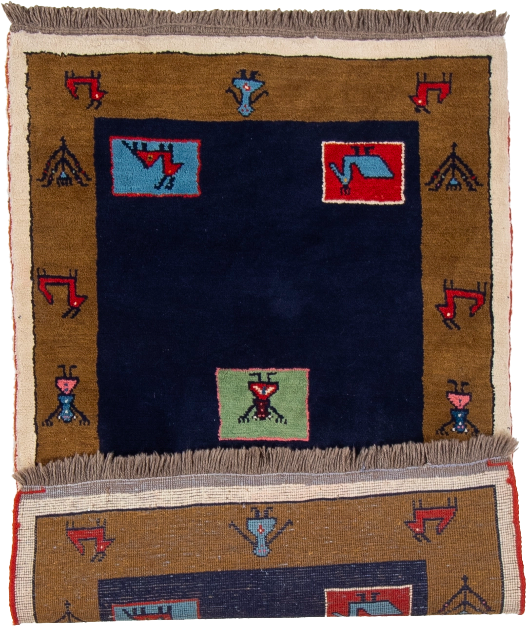 W 3.8 L 5.6 Gabbeh 100% Wool Hand-Woven All-Over Design - 26906