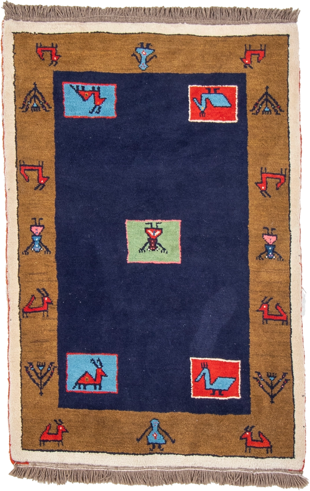 W 3.8 L 5.6 Gabbeh 100% Wool Hand-Woven All-Over Design - 26906