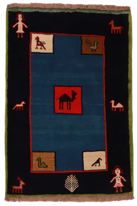 3.4 x 4.11 - Gabbeh Wool All Over Rectangle - Finest Hand-Knotted Quality Wool — 26908