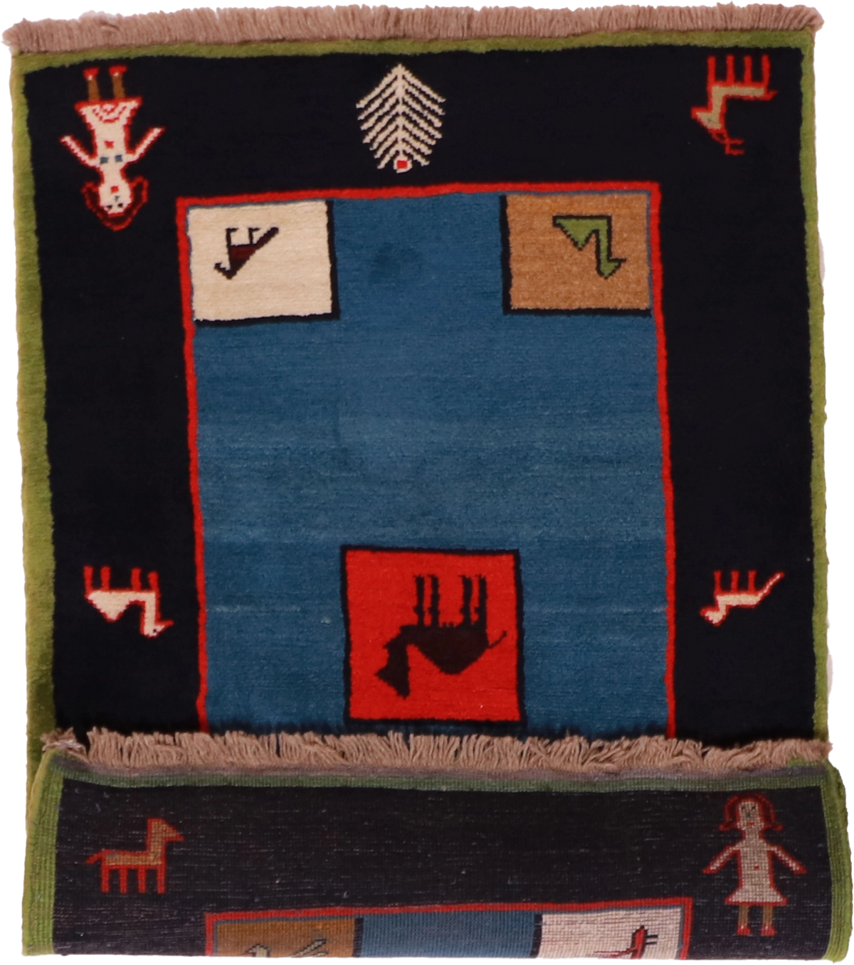 W 3.4 L 4.11 Gabbeh 100% Wool Hand-Woven All-Over Design - 26908
