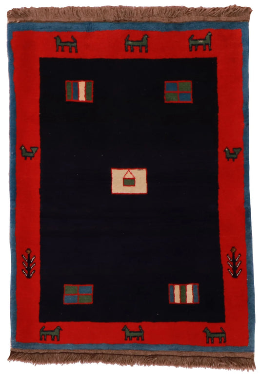 3.7 x 4.10 - Gabbeh Wool All Over Rectangle - Finest Hand-Knotted Quality Wool — 26914