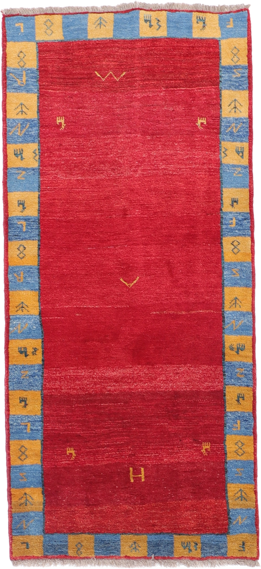 W 4 L 8.7 Gabbeh Runner 100% Wool Hand-Woven All-Over Design - 26941