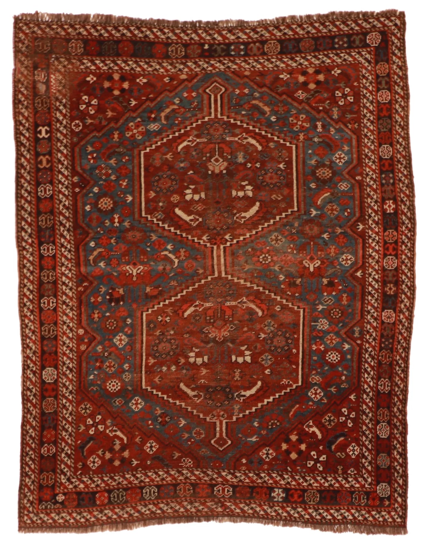 4.7 x 5.9 - Qashqai Wool Traditional Rectangle - Finest Hand-Knotted Quality Wool — 27092