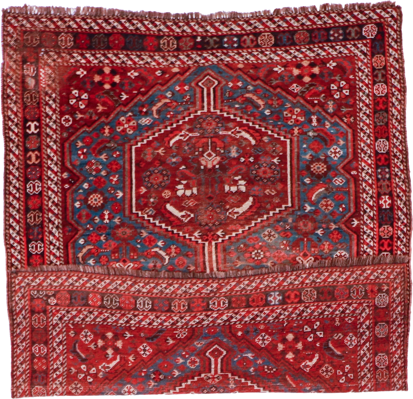 W 4.7 L 5.9 Gashgaie Antique 100% Wool Hand-Woven All-Over Design - 27092