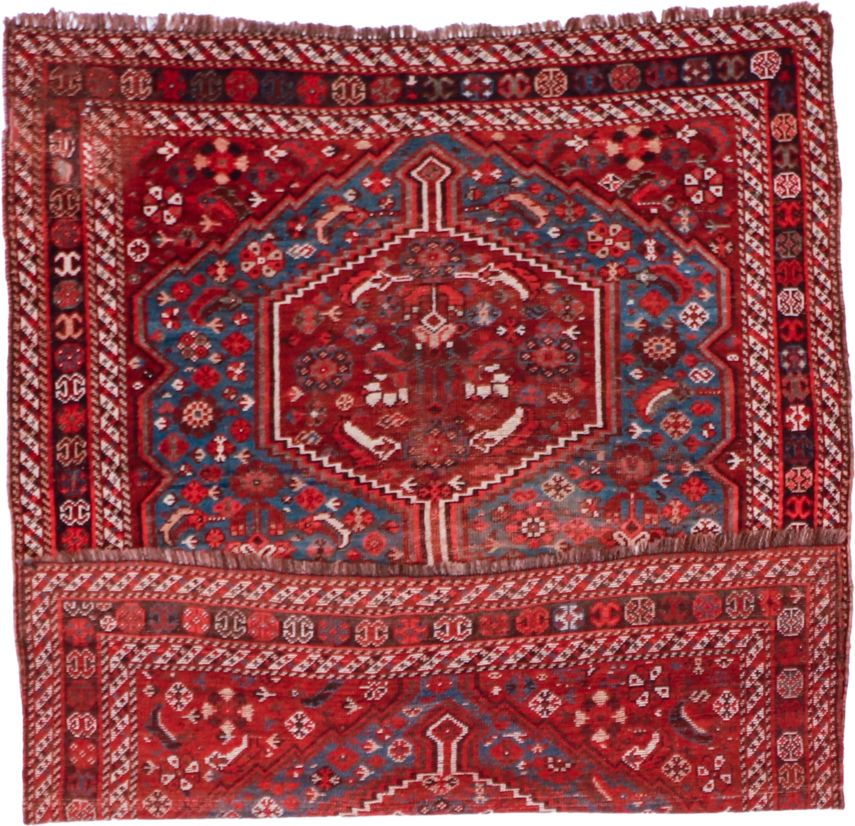 W 4.7 L 5.9 Gashgaie Antique 100% Wool Hand-Woven All-Over Design - 27092