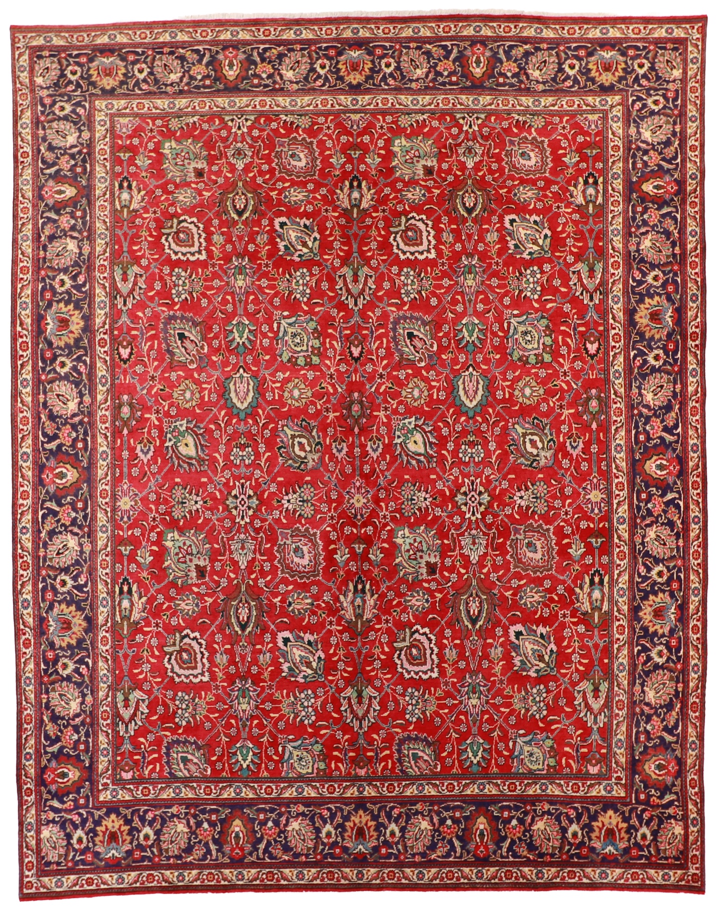 W 9.11 L 12.5 Tabriz 100% Wool Hand-Woven Allover Design - 27204
