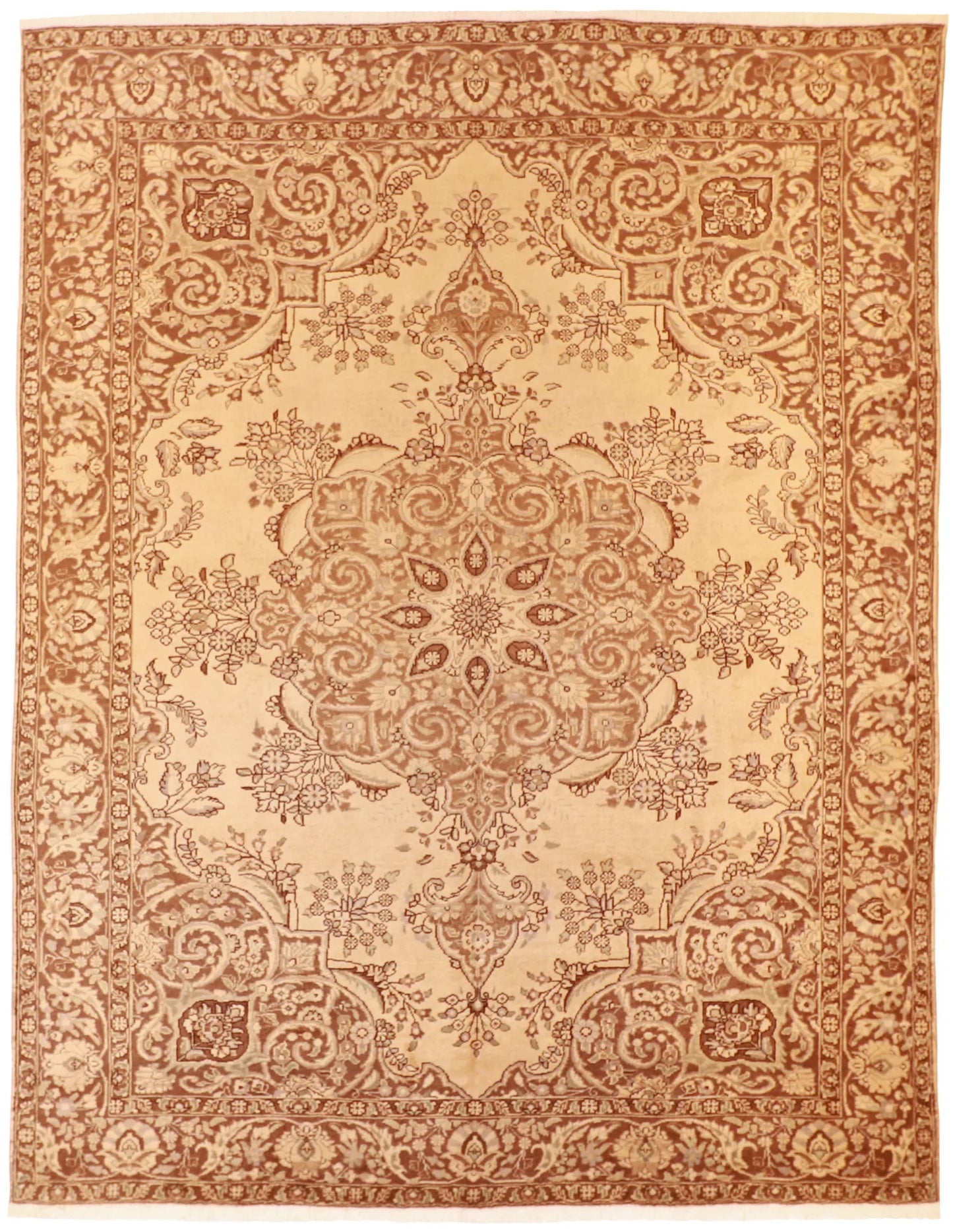 10.10 x 13 - Tabriz Fine/Silk All Over Rectangle - Finest Hand-Knotted Quality Wool — 27228
