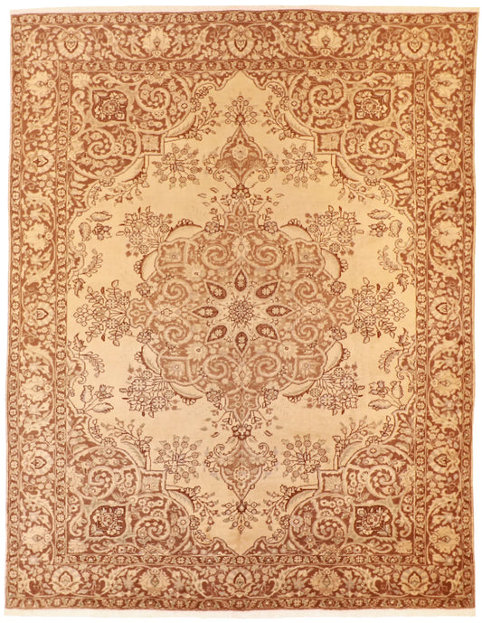 10.10 x 13 - Tabriz Fine/Silk All Over Rectangle - Finest Hand-Knotted Quality Wool — 27228