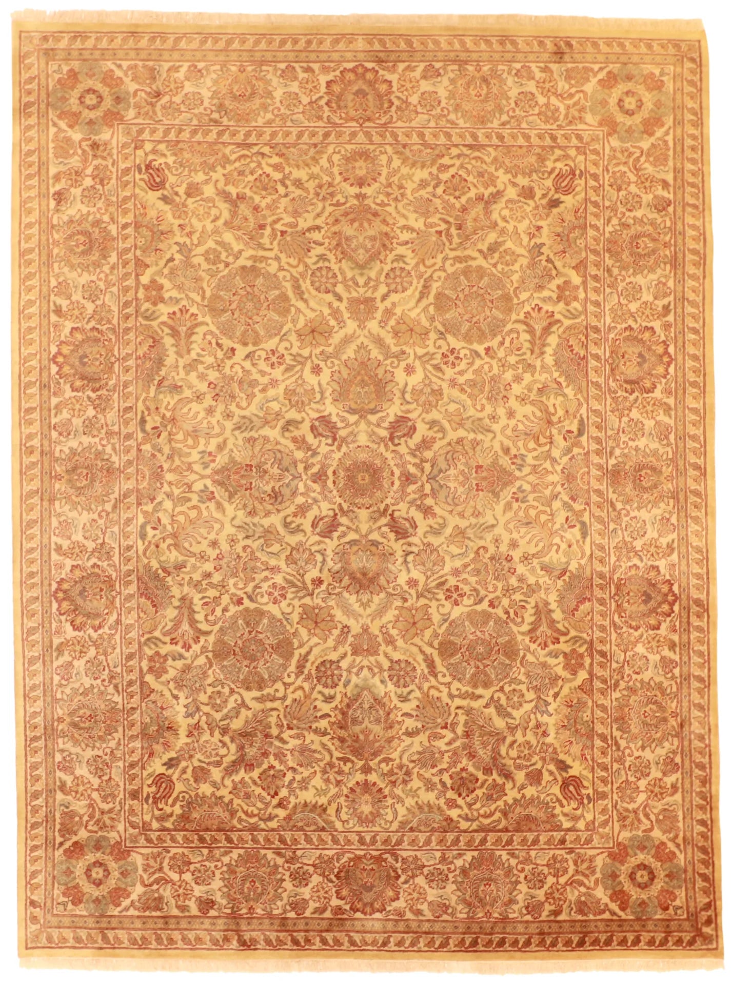 9.1 x 12 - Kashan Fine/Wool All Over Rectangle - Hand Woven Rug — 27340