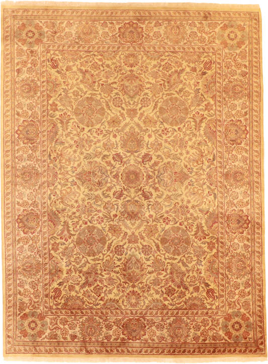 W 9.1 L 12 Kashan 100% Wool Hand-Woven All-Over Design - 27340