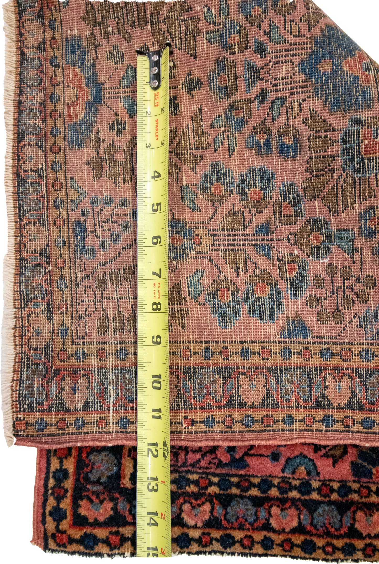 W 1.11 L 2.5 Sarouk Antique 100% Wool Hand-Woven Floral Design - 27587
