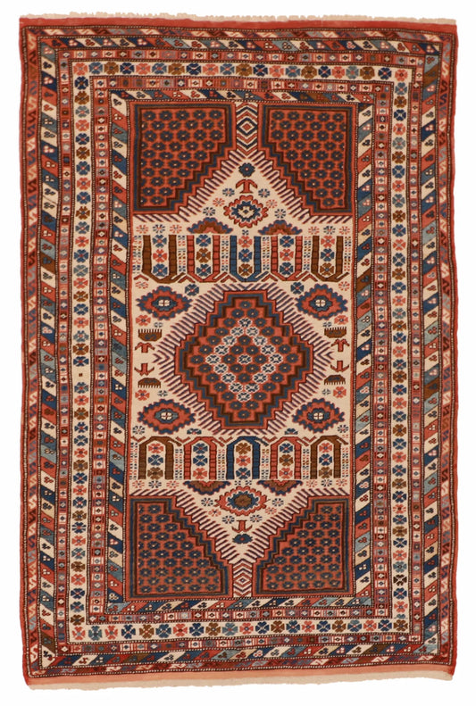 4.4 x 6.4 - Kazak Wool Traditional Rectangle - Finest Hand-Knotted Quality Wool — 27599