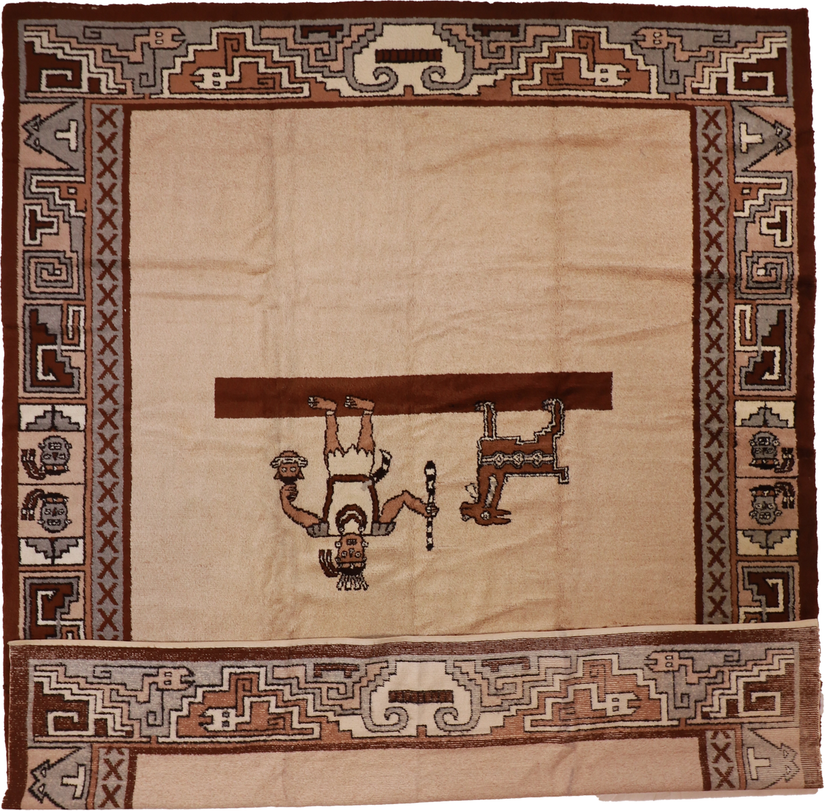 W 12 L 14.5 Tribal 100% Wool Hand-Woven All-Over Design - 4027