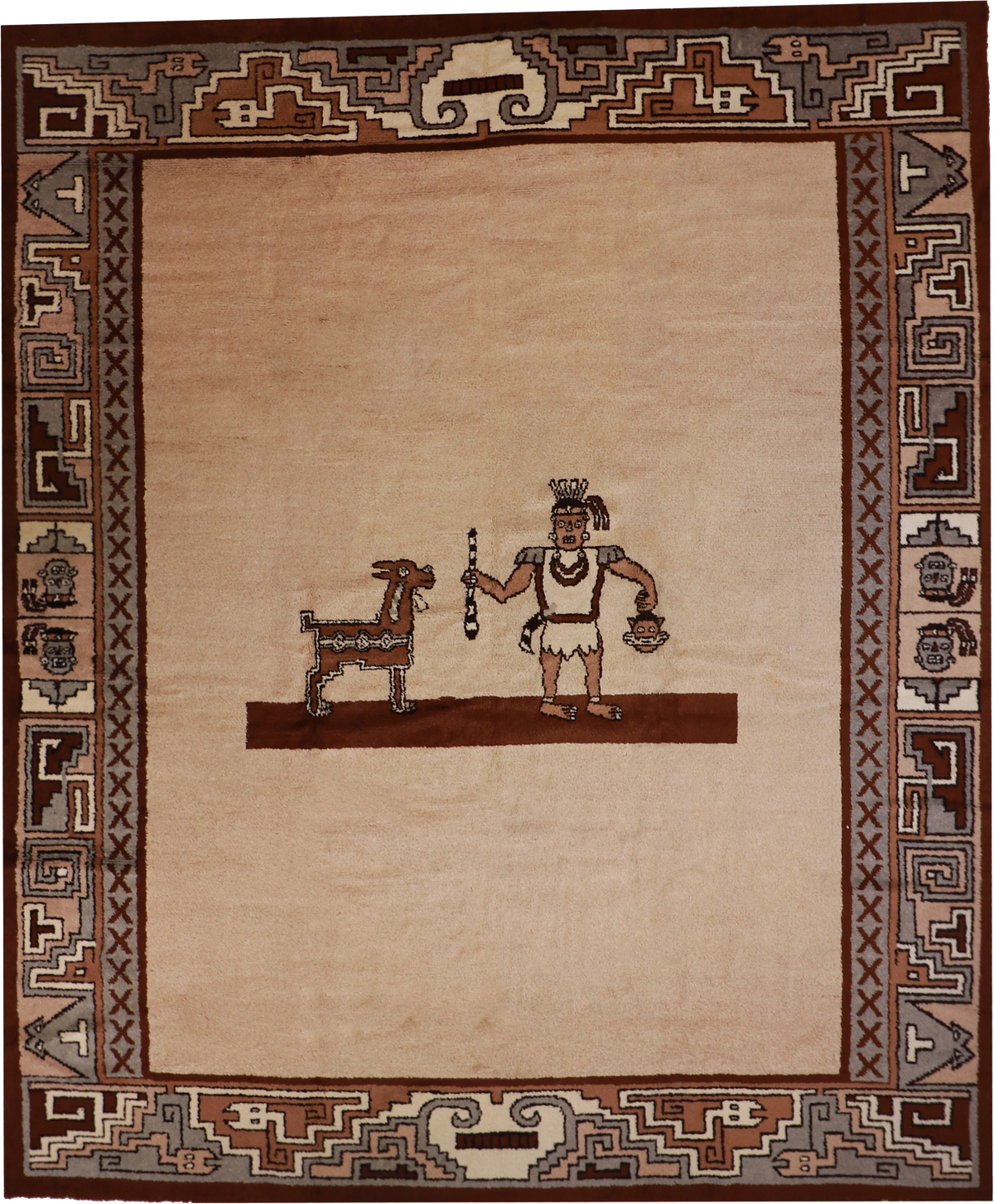 W 12 L 14.5 Tribal 100% Wool Hand-Woven All-Over Design - 4027