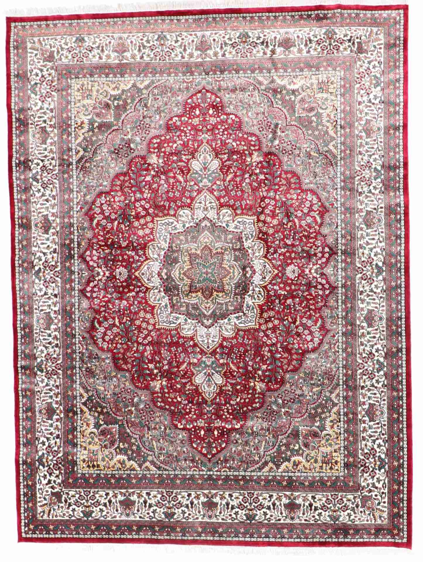 W 9.1 - L 12.3 - Tabriz Fine All Over Rectangle - Finest Hand-Knotted Quality Wool - 5000