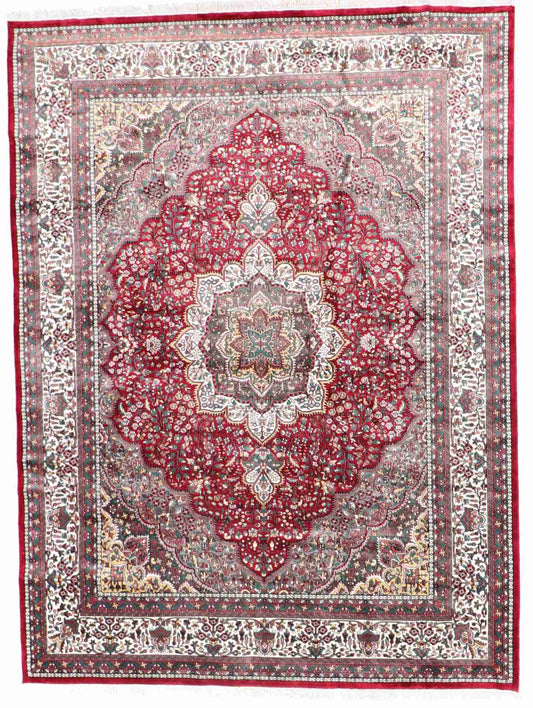 W 9.1 - L 12.3 - Tabriz Fine All Over Rectangle - Finest Hand-Knotted Quality Wool - 5000