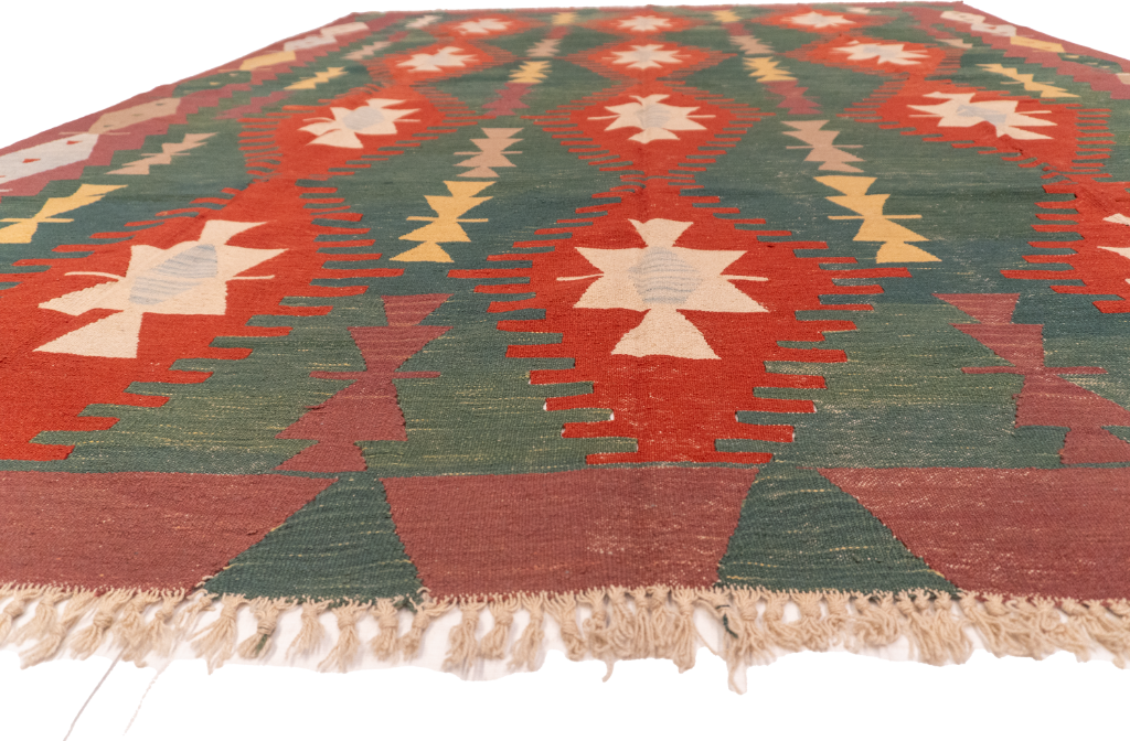 W 8.10 - L 11.3 - Kilim Wool Geometric Rectangle - Finest Hand-Made Quality Wool - 50095