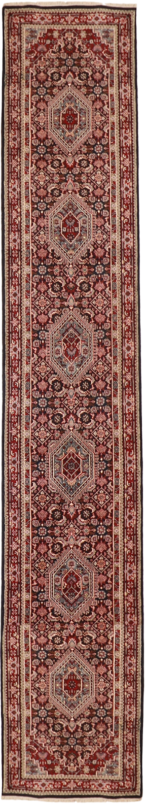 W 2.10 L 19.3 Bijar Runner 100% Wool Hand-Woven Geometric Design - 50148