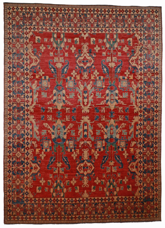 Oversized - Baluch Fine/Wool Geometric Rectangle - Finest Hand-Knotted Quality Wool — 50187