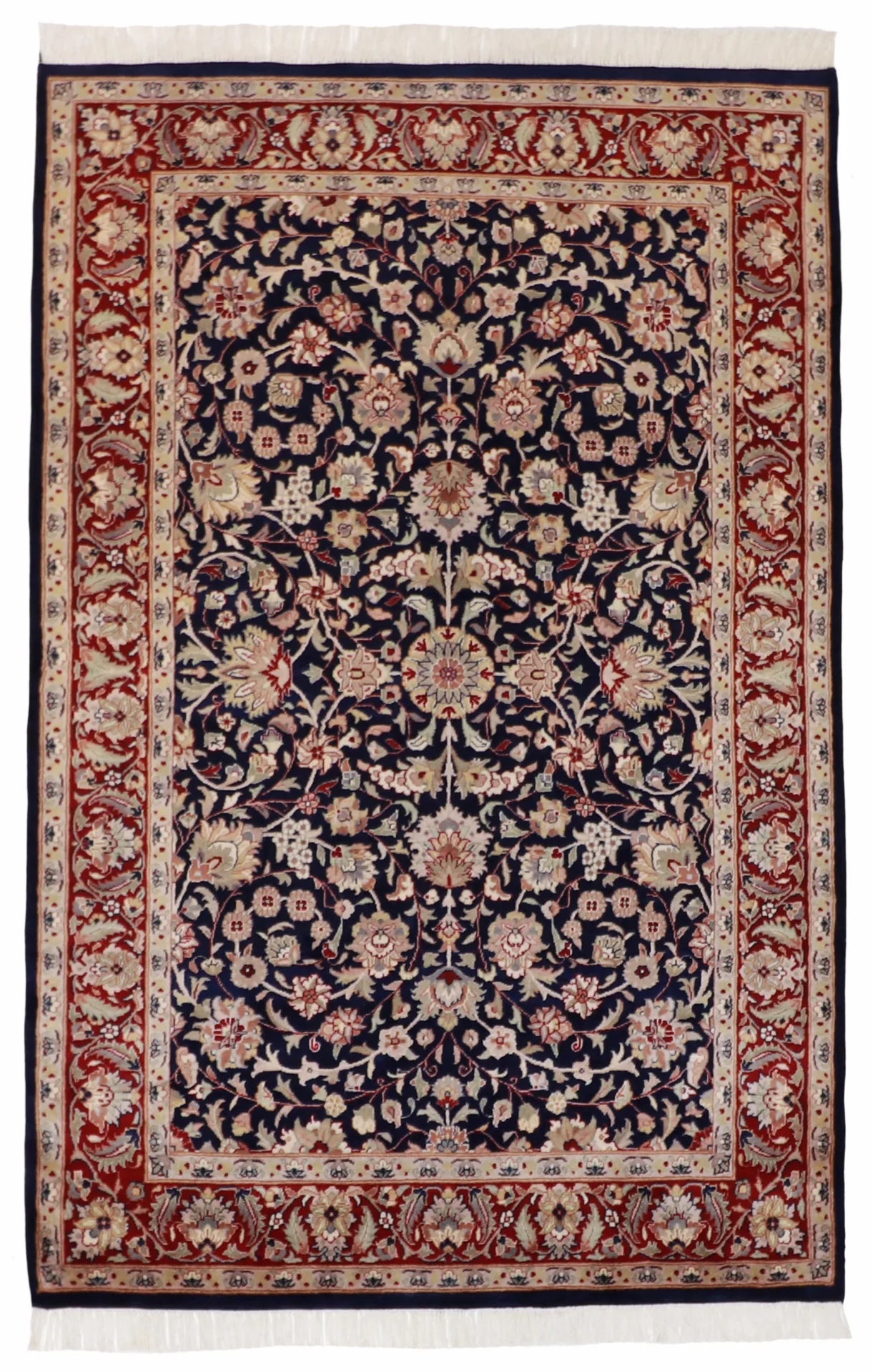 4 x 6.2 - Qum Wool Traditional Rectangle - Finest Hand-Knotted Quality Wool — 50324