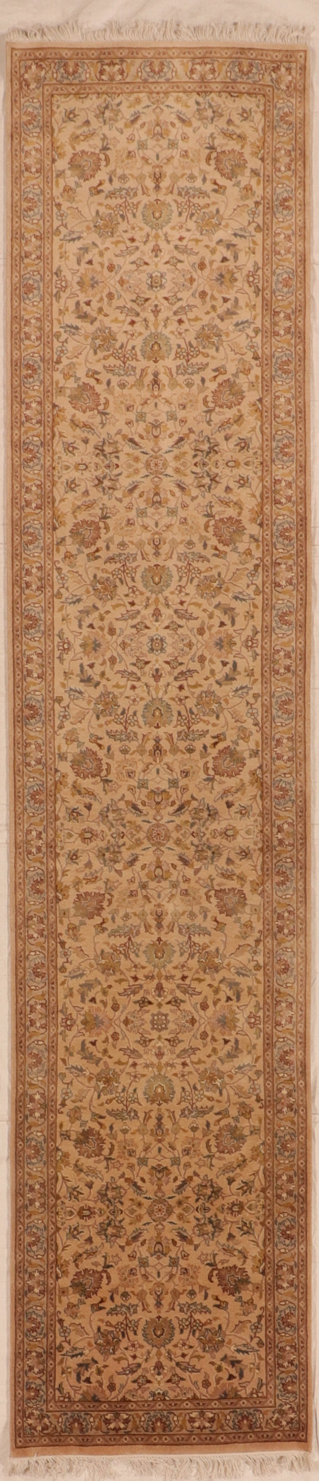 W 2.7 L 12.1 Qum Runner 100% Wool Hand-Woven Floral Design - 50341