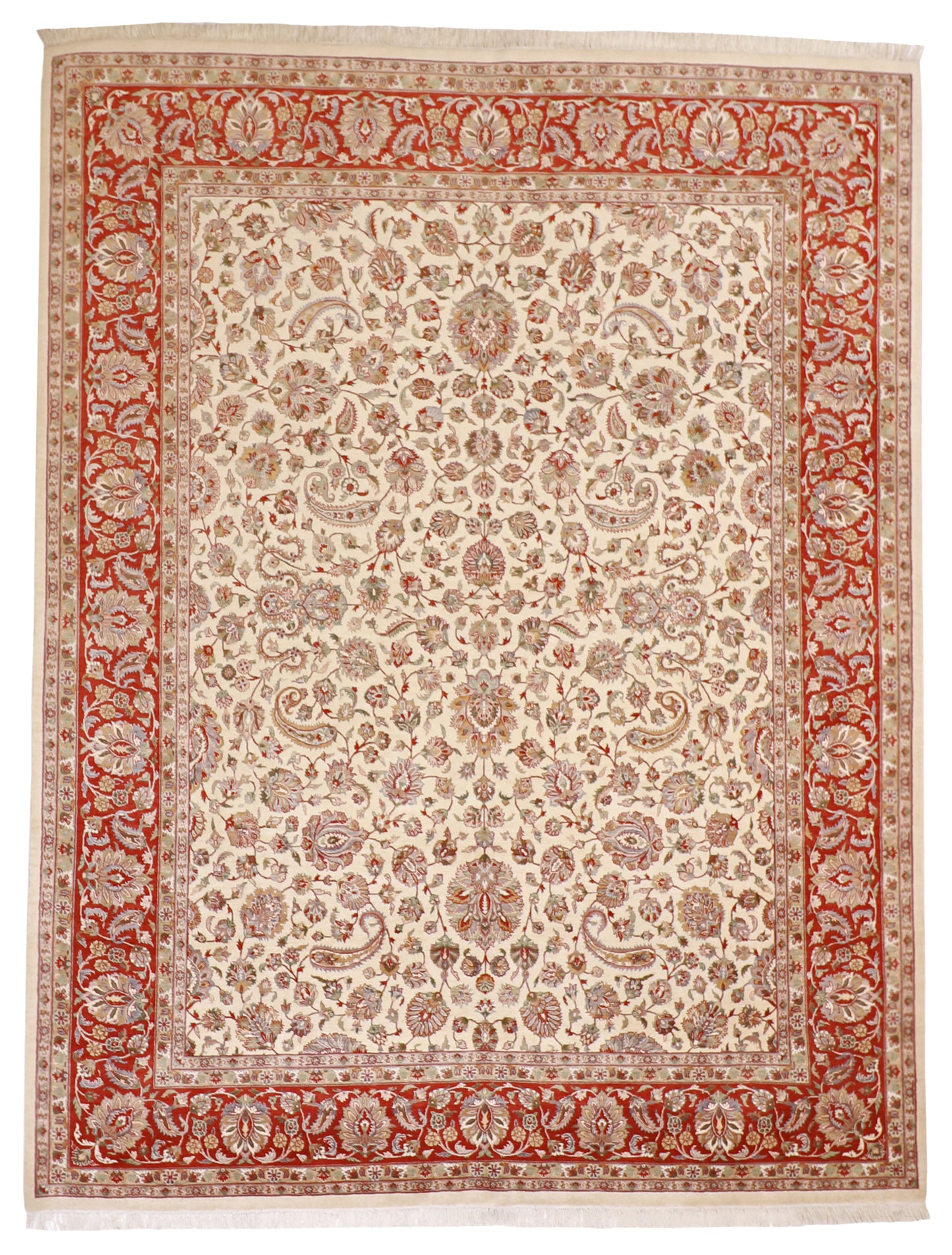 W 8.1 L 10.6 Sh. Abbas 100% Wool Hand-Woven Floral Design - 50370