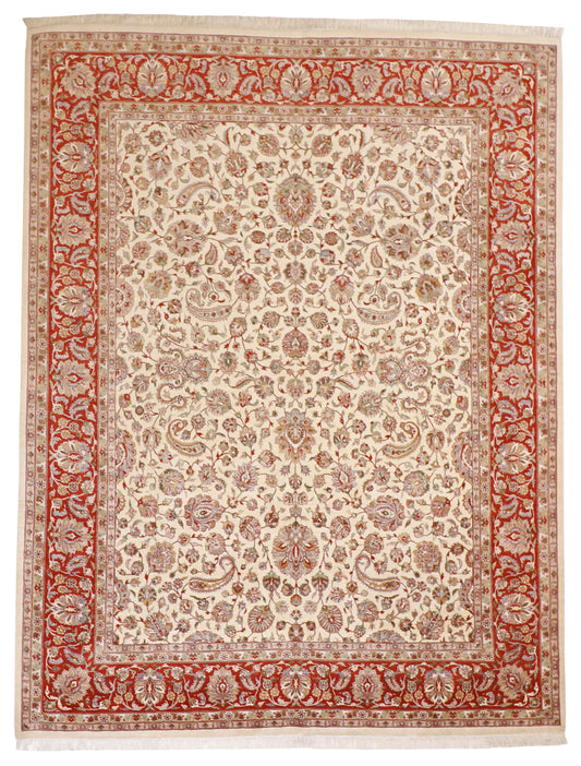 W 8.1 L 10.6 Sh. Abbas 100% Wool Hand-Woven Floral Design - 50370